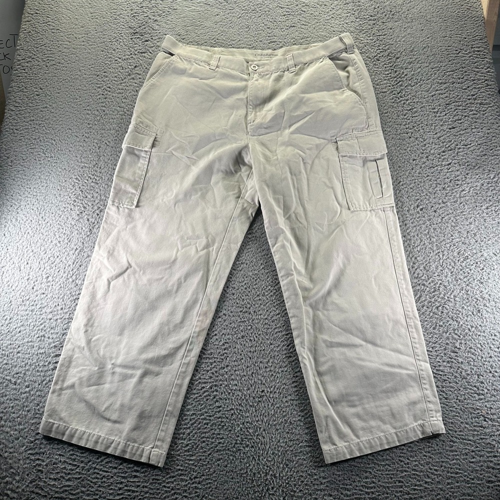 Croft & Barrow Pant Mens 40x29 Beige Cotton Cargo Straight Workwear‎ Classic Fit